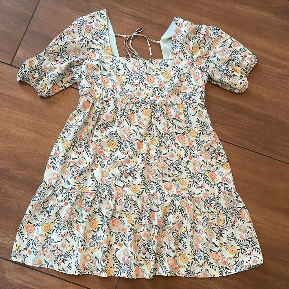 BCBGeneration Women's Fit & Flare 3/4 Sleeve Square Neck Mini Dress, large